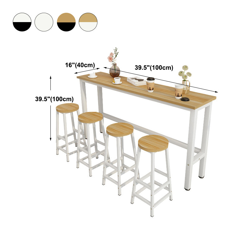 Contemporary Bar Table Rectangle Bar Dining Table with Trestle Base