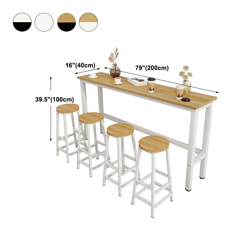 Contemporary Bar Table Rectangle Bar Dining Table with Trestle Base