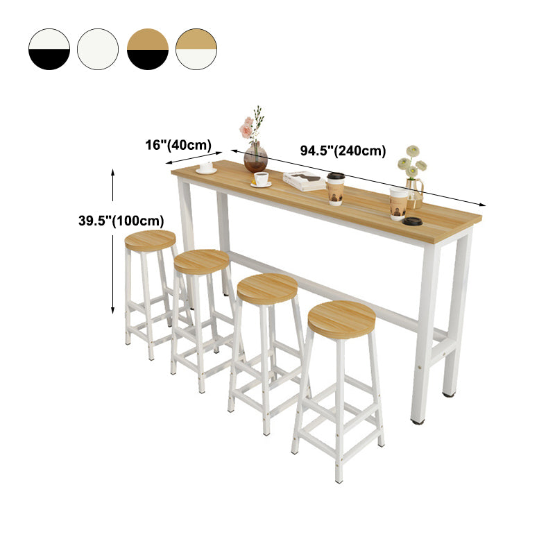 Contemporary Bar Table Rectangle Bar Dining Table with Trestle Base