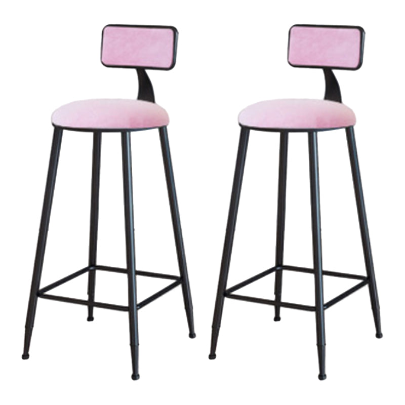 Industrial Armless Backrest Counter Stool Iron Cafe Bar Stool with Velvet Cushion