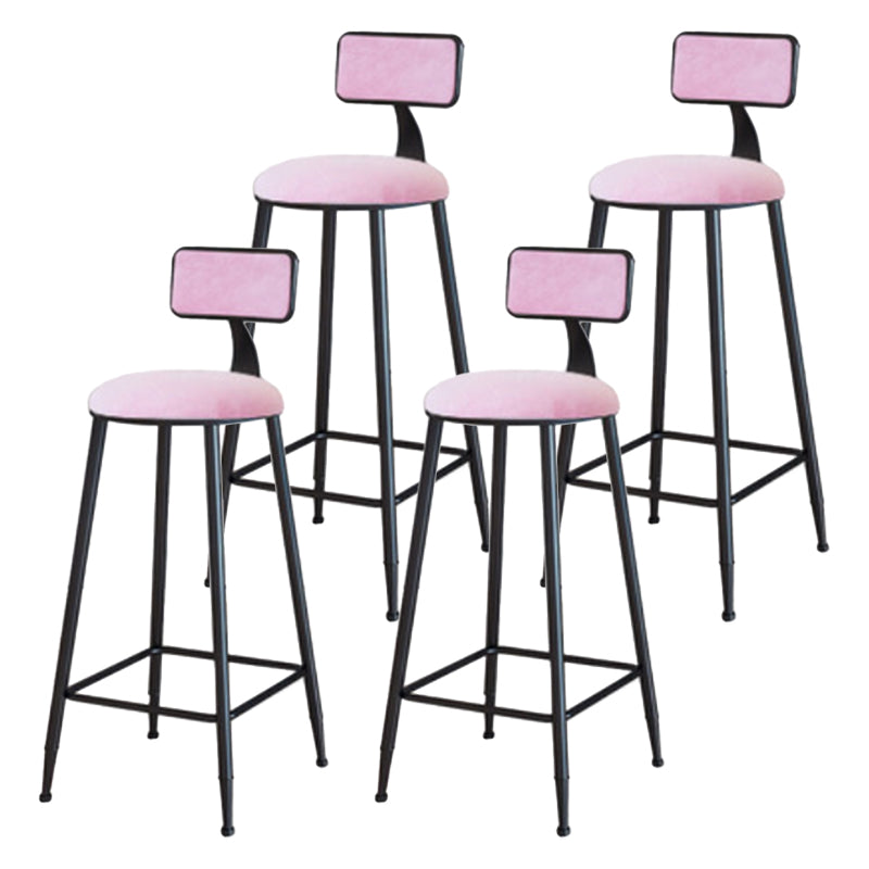 Industrial Armless Backrest Counter Stool Iron Cafe Bar Stool with Velvet Cushion