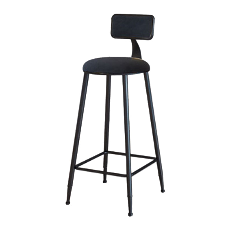 Industrial Armless Backrest Counter Stool Iron Cafe Bar Stool with Velvet Cushion