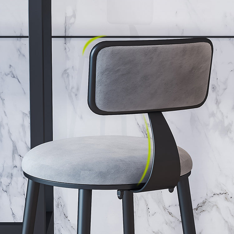 Industrial Armless Backrest Counter Stool Iron Cafe Bar Stool with Velvet Cushion