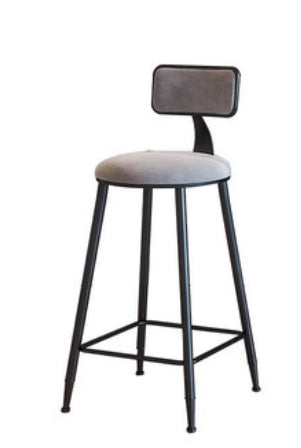 Industrial Armless Backrest Counter Stool Iron Cafe Bar Stool with Velvet Cushion