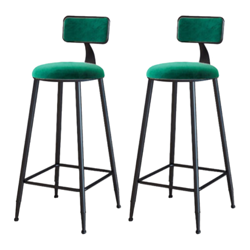 Industrial Armless Backrest Counter Stool Iron Cafe Bar Stool with Velvet Cushion