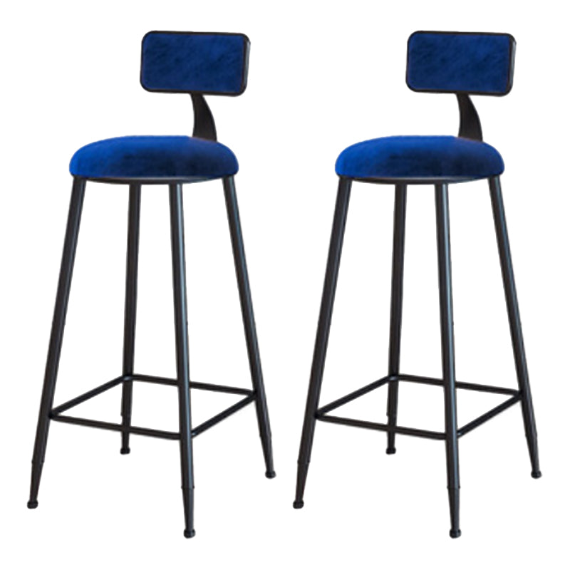 Industrial Armless Backrest Counter Stool Iron Cafe Bar Stool with Velvet Cushion