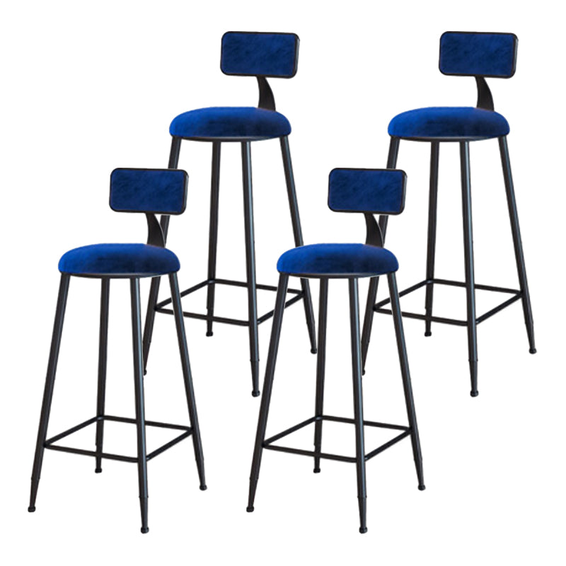 Industrial Armless Backrest Counter Stool Iron Cafe Bar Stool with Velvet Cushion