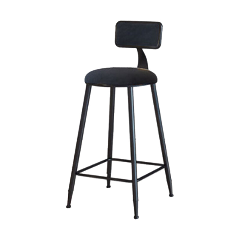 Industrial Armless Backrest Counter Stool Iron Cafe Bar Stool with Velvet Cushion