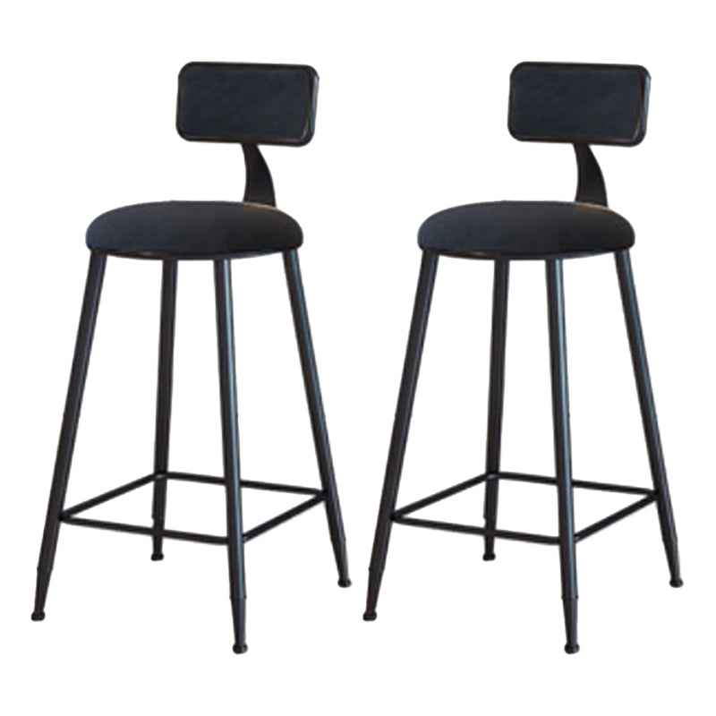 Industrial Armless Backrest Counter Stool Iron Cafe Bar Stool with Velvet Cushion