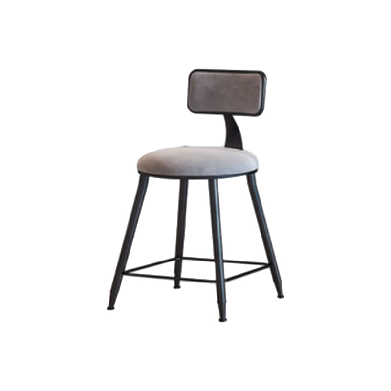 Industrial Armless Backrest Counter Stool Iron Cafe Bar Stool with Velvet Cushion