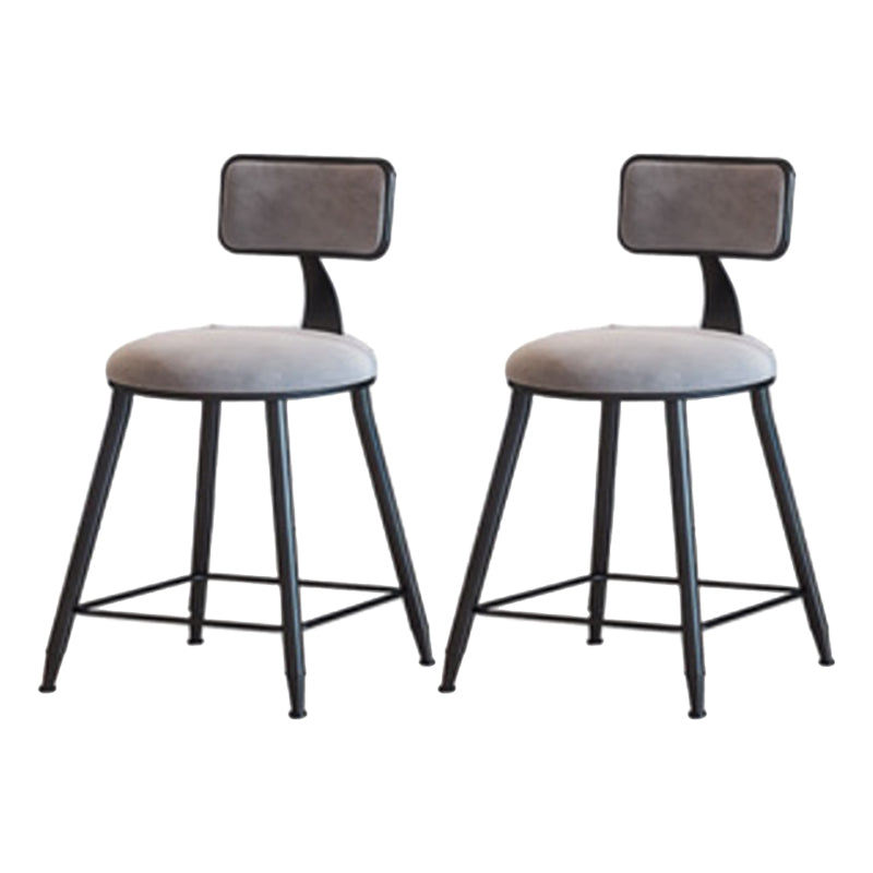 Industrial Armless Backrest Counter Stool Iron Cafe Bar Stool with Velvet Cushion