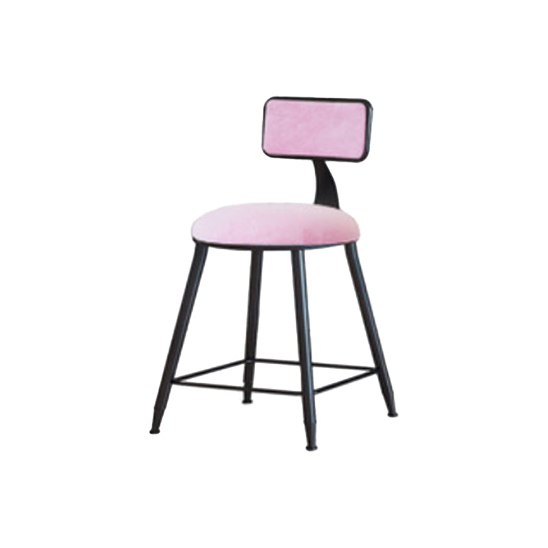 Industrial Armless Backrest Counter Stool Iron Cafe Bar Stool with Velvet Cushion