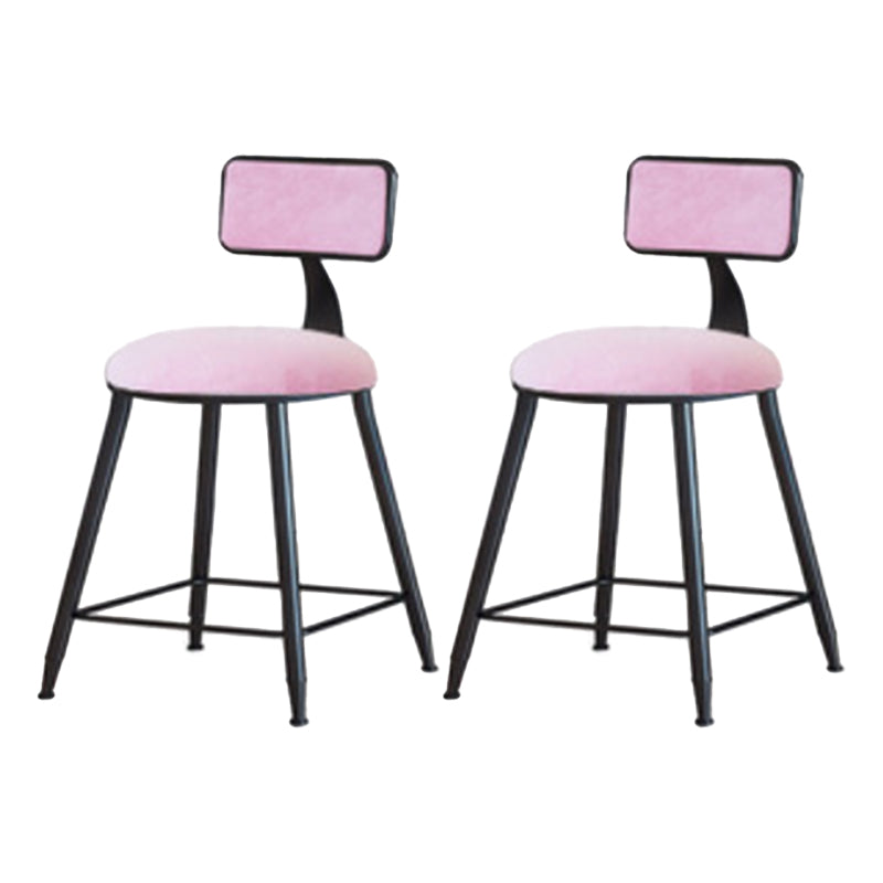 Industrial Armless Backrest Counter Stool Iron Cafe Bar Stool with Velvet Cushion