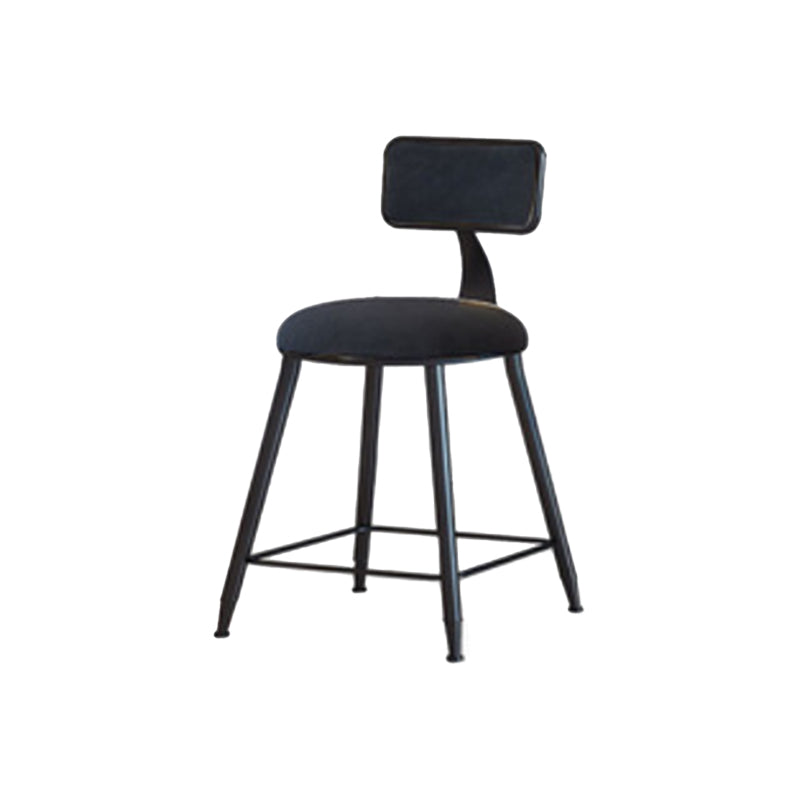 Industrial Armless Backrest Counter Stool Iron Cafe Bar Stool with Velvet Cushion