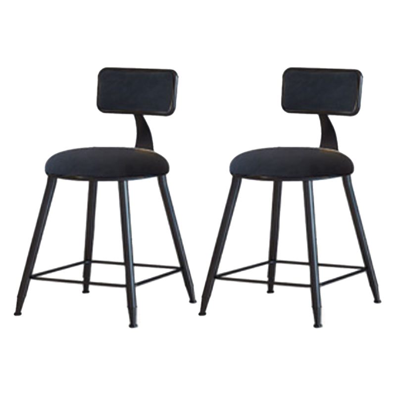 Industrial Armless Backrest Counter Stool Iron Cafe Bar Stool with Velvet Cushion
