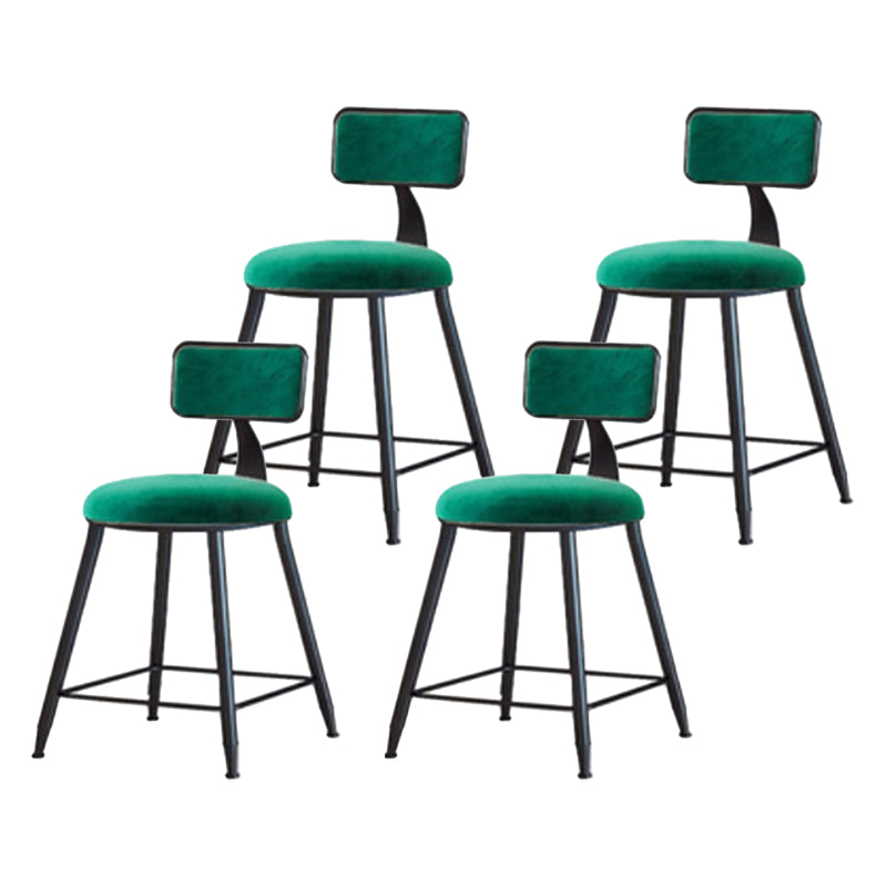 Industrial Armless Backrest Counter Stool Iron Cafe Bar Stool with Velvet Cushion