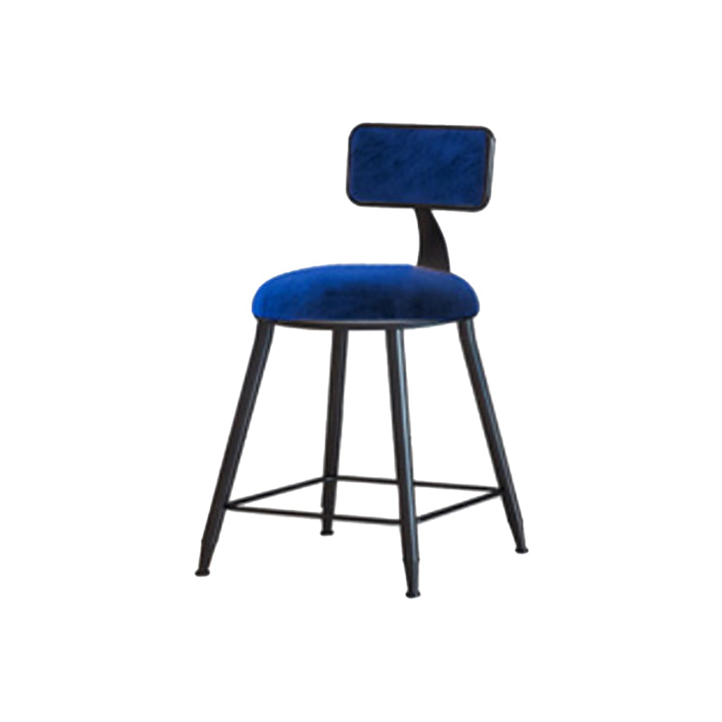 Industrial Armless Backrest Counter Stool Iron Cafe Bar Stool with Velvet Cushion