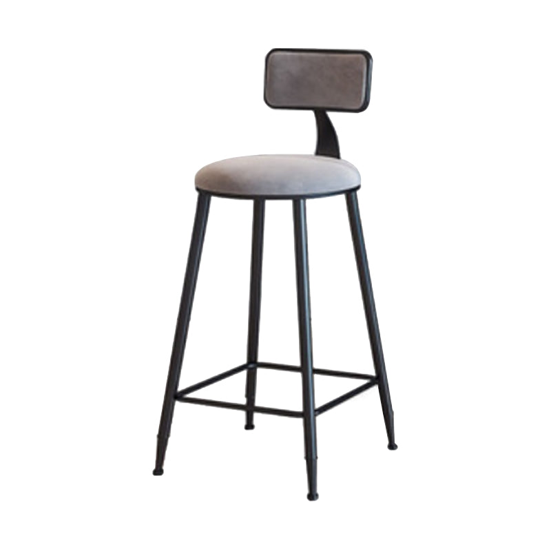 Industrial Armless Backrest Counter Stool Iron Cafe Bar Stool with Velvet Cushion