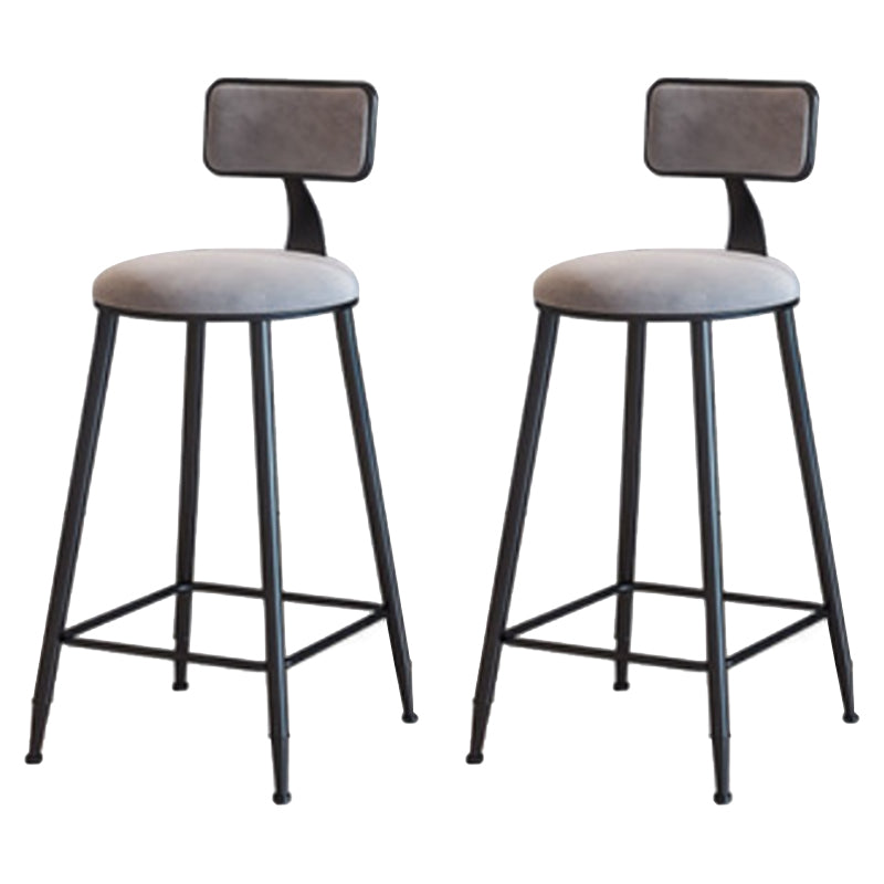 Industrial Armless Backrest Counter Stool Iron Cafe Bar Stool with Velvet Cushion