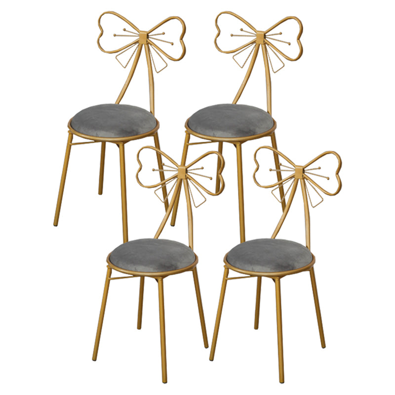 Glam Armless Backrest Counter Stool Iron Dessert Shop Bar Stool with Cushion and Pedal