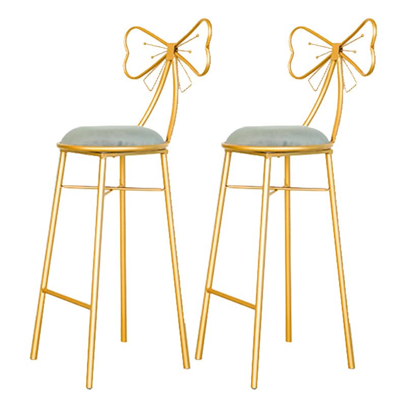 Glam Armless Backrest Counter Stool Iron Dessert Shop Bar Stool with Cushion and Pedal