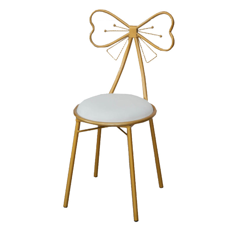 Glam Armless Backrest Counter Stool Iron Dessert Shop Bar Stool with Cushion and Pedal