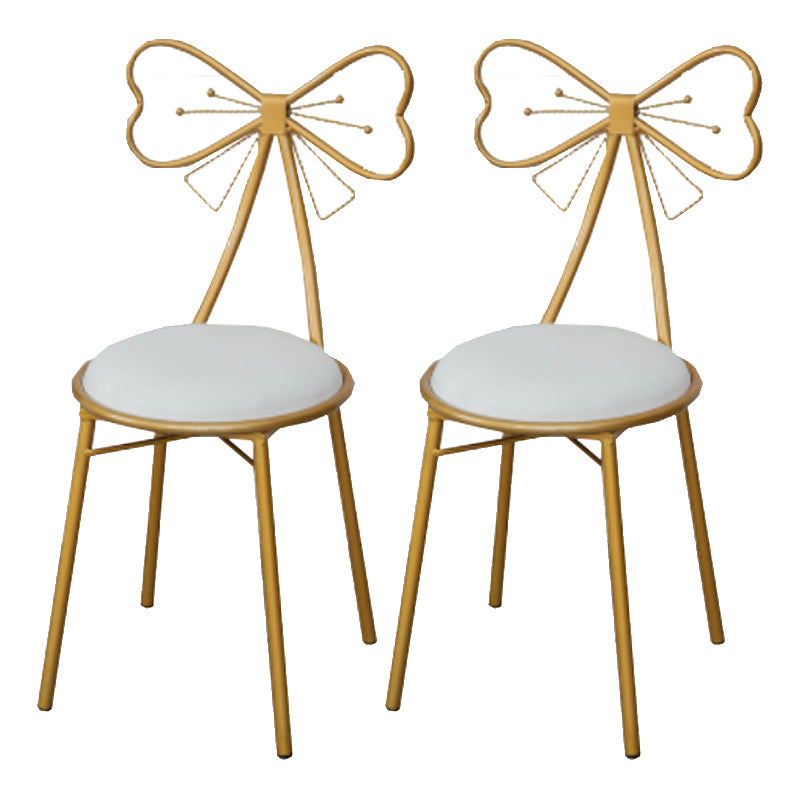 Glam Armless Backrest Counter Stool Iron Dessert Shop Bar Stool with Cushion and Pedal