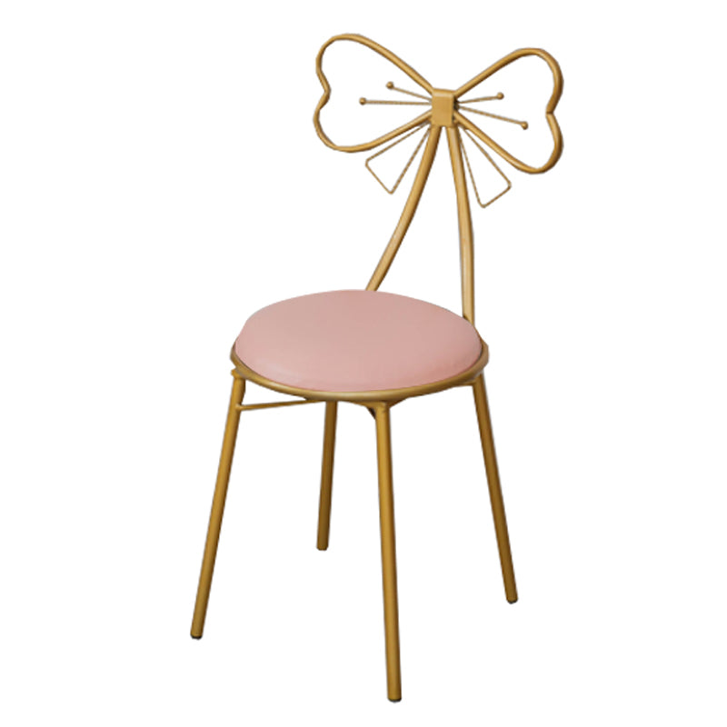 Glam Armless Backrest Counter Stool Iron Dessert Shop Bar Stool with Cushion and Pedal