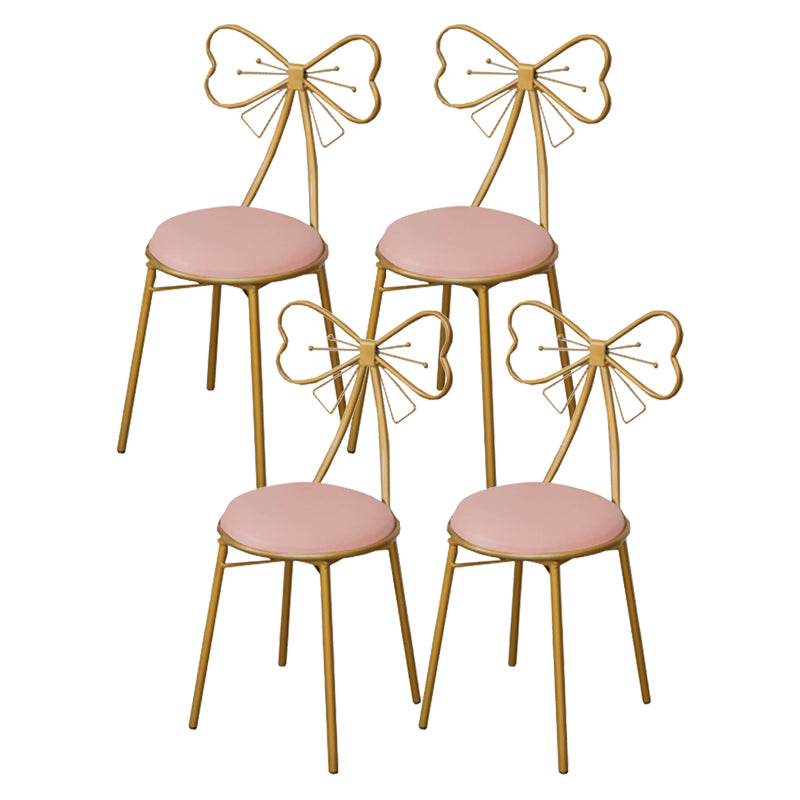 Glam Armless Backrest Counter Stool Iron Dessert Shop Bar Stool with Cushion and Pedal