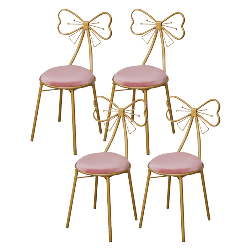 Glam Armless Backrest Counter Stool Iron Dessert Shop Bar Stool with Cushion and Pedal