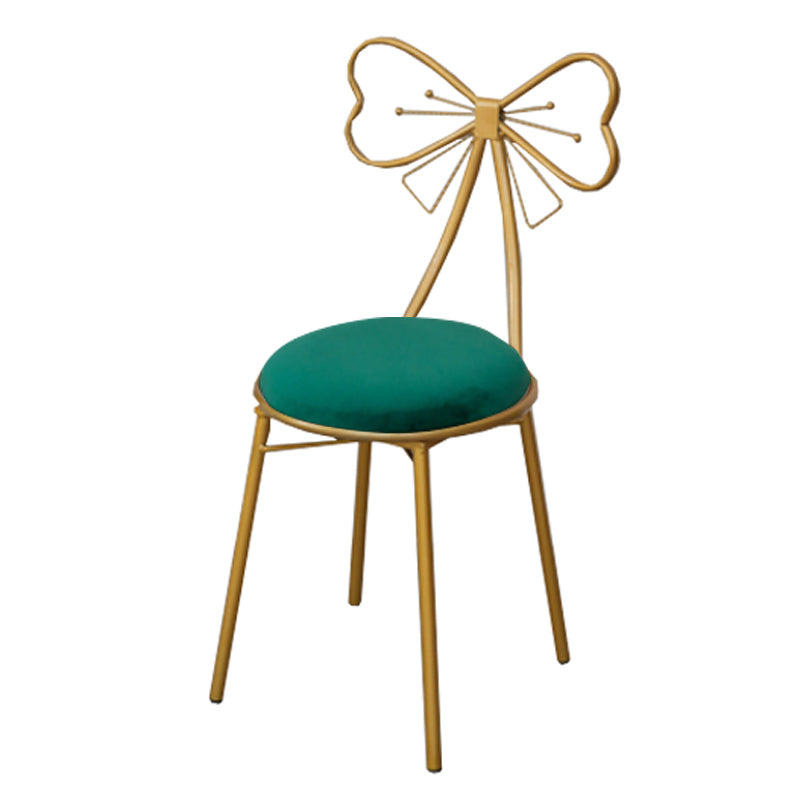 Glam Armless Backrest Counter Stool Iron Dessert Shop Bar Stool with Cushion and Pedal