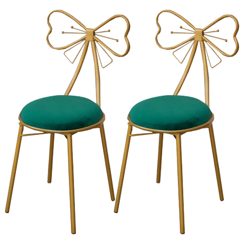 Glam Armless Backrest Counter Stool Iron Dessert Shop Bar Stool with Cushion and Pedal