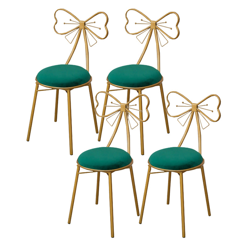Glam Armless Backrest Counter Stool Iron Dessert Shop Bar Stool with Cushion and Pedal