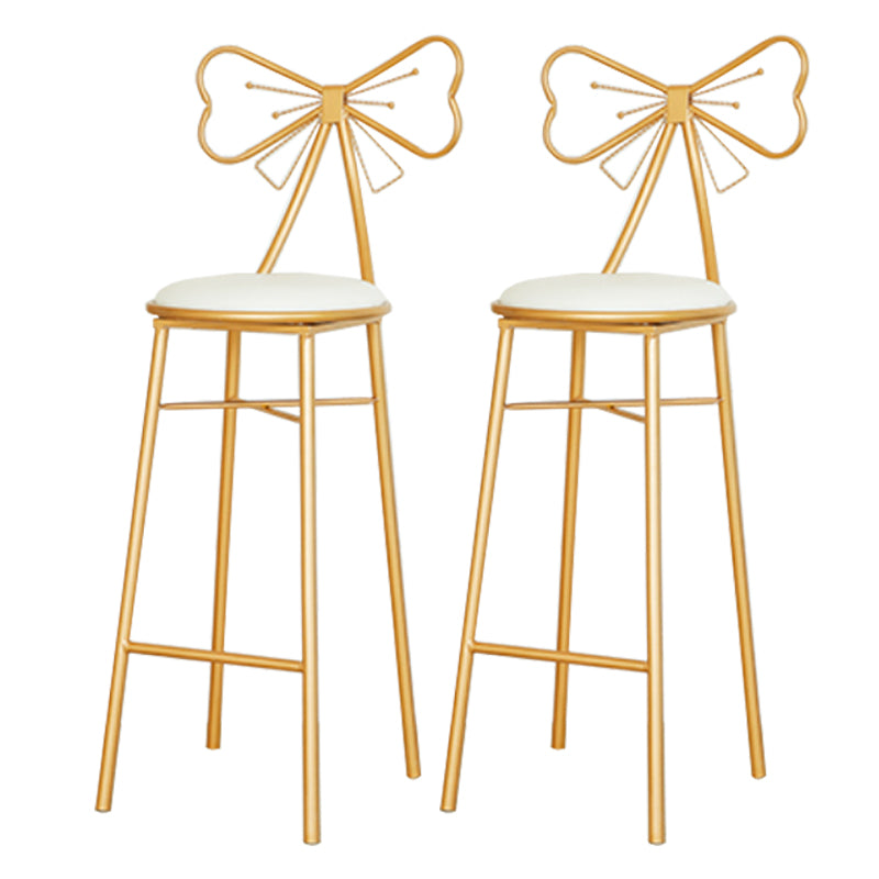 Glam Armless Backrest Counter Stool Iron Dessert Shop Bar Stool with Cushion and Pedal