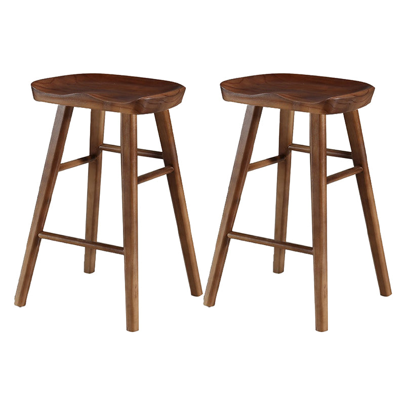 Modern Armless Backless Counter Stool Pine Wood Cafe Bar Stool with Wooden Seat