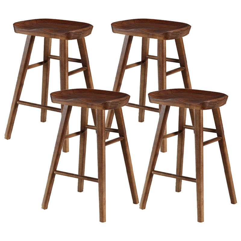 Modern Armless Backless Counter Stool Pine Wood Cafe Bar Stool with Wooden Seat