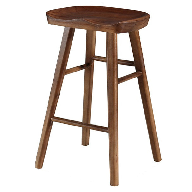 Modern Armless Backless Counter Stool Pine Wood Cafe Bar Stool with Wooden Seat