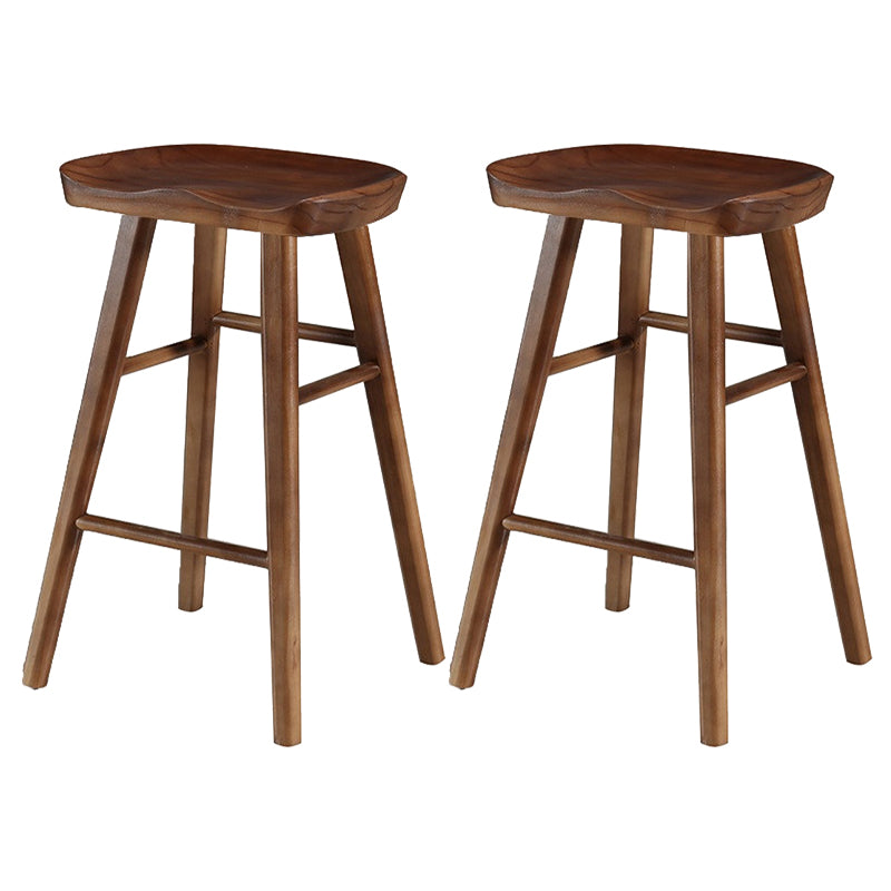 Modern Armless Backless Counter Stool Pine Wood Cafe Bar Stool with Wooden Seat