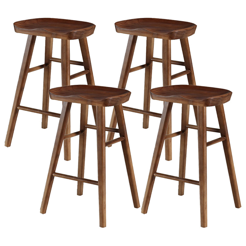 Modern Armless Backless Counter Stool Pine Wood Cafe Bar Stool with Wooden Seat