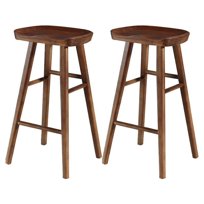 Modern Armless Backless Counter Stool Pine Wood Cafe Bar Stool with Wooden Seat