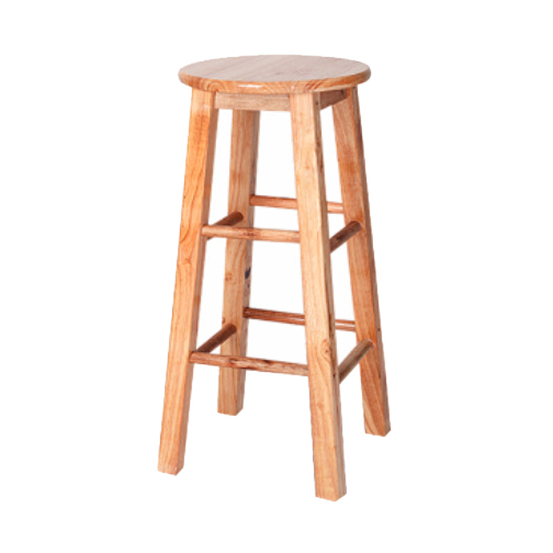 Modern Armless Backless Counter Stool Rubber Wood Kitchen Bar Stool with Wooden Seat
