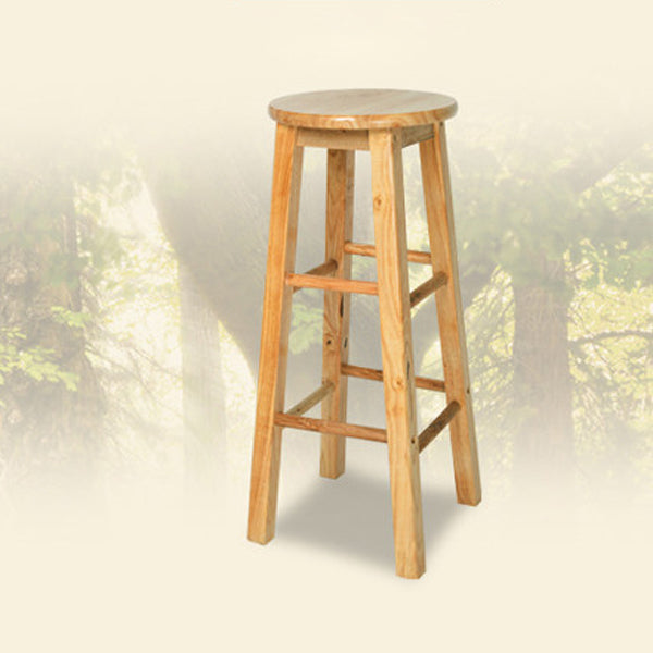 Modern Armless Backless Counter Stool Rubber Wood Kitchen Bar Stool with Wooden Seat