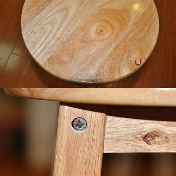 Modern Armless Backless Counter Stool Rubber Wood Kitchen Bar Stool with Wooden Seat