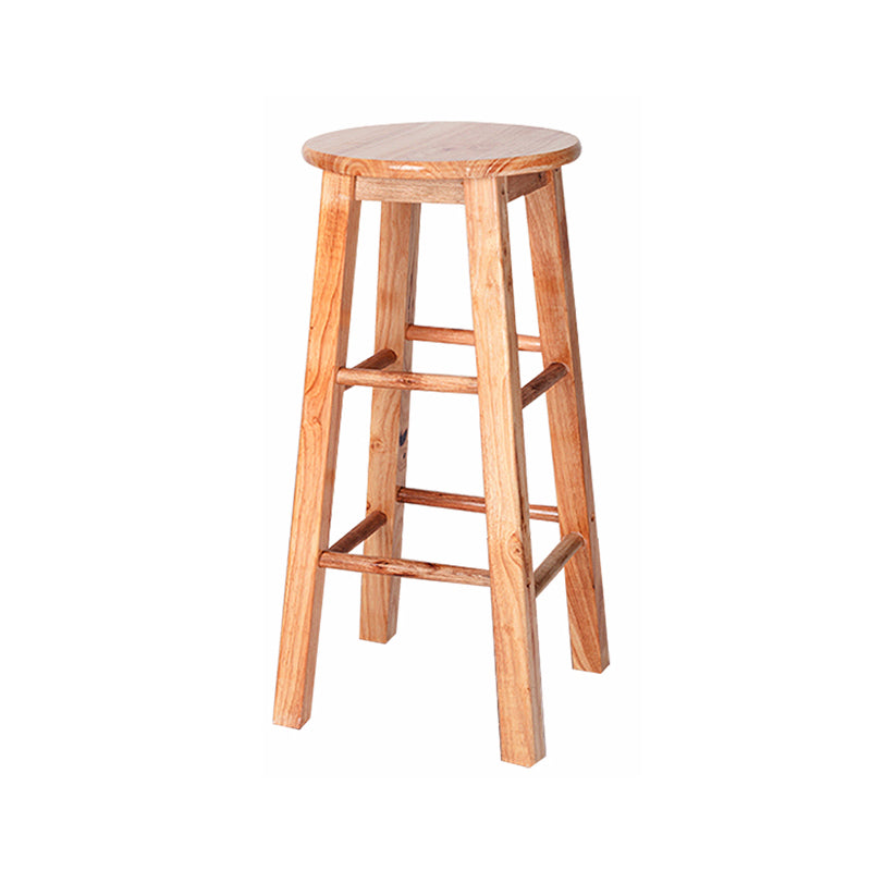 Modern Armless Backless Counter Stool Rubber Wood Kitchen Bar Stool with Wooden Seat