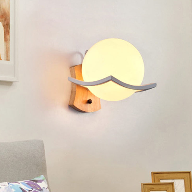 Madera One Light Splock Light Nordic White Glass Globe Lighting Lighting para sala de estar
