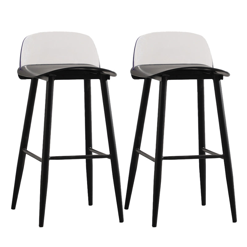 Modern Armless Backrest Counter Stool Iron Kitchen Bar Stool with Acrylic Seat and Pedal