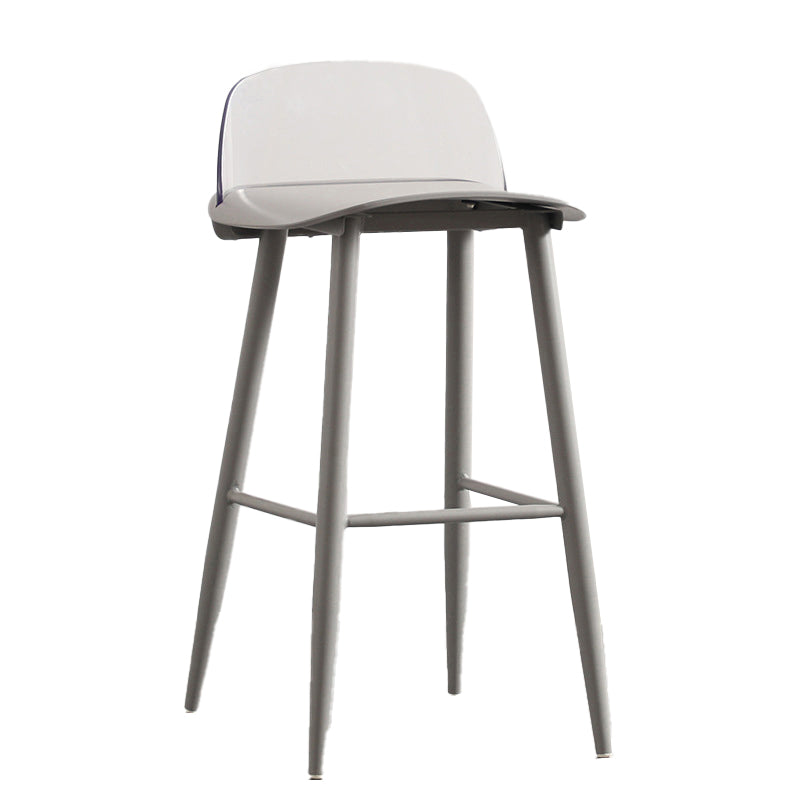 Modern Armless Backrest Counter Stool Iron Kitchen Bar Stool with Acrylic Seat and Pedal