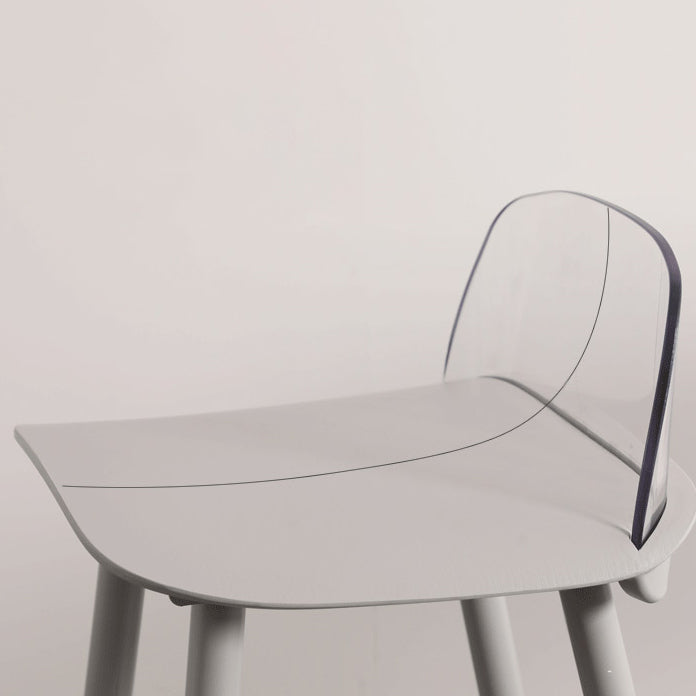 Modern Armless Backrest Counter Stool Iron Kitchen Bar Stool with Acrylic Seat and Pedal