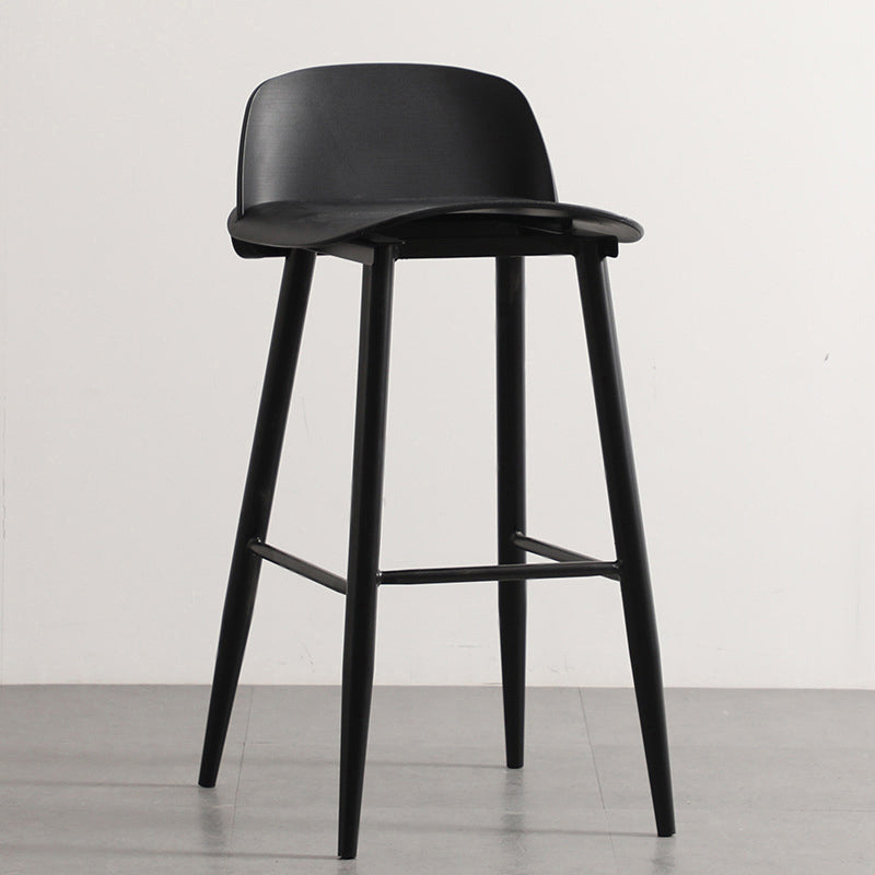 Modern Armless Backrest Counter Stool Iron Kitchen Bar Stool with Acrylic Seat and Pedal
