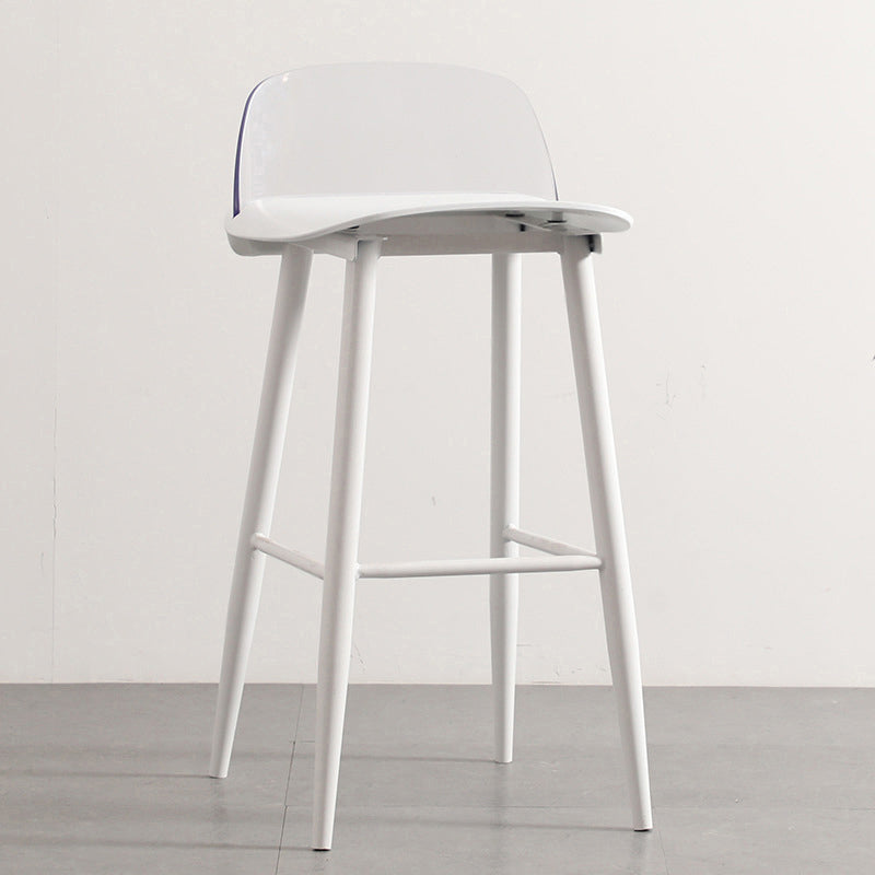 Modern Armless Backrest Counter Stool Iron Kitchen Bar Stool with Acrylic Seat and Pedal